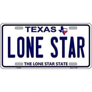 Texas Lone Star License Plate Sign Wall Art Sign Metal Lone Star New Retro Auto